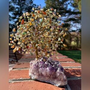 Gemstone Tree of Life with Large Amethyst Base